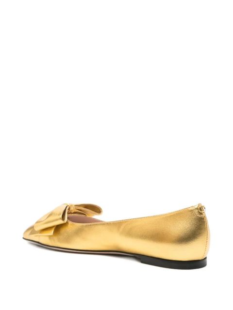 Valentino Garavani bow-embellished leather ballet flats - Gold - zdjęcie produktu nr 2