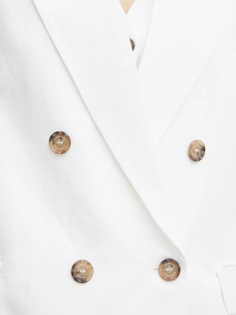 ERMANNO Firenze marynarka z domieszką lnu kolor biały dwurzędowa 56TI021ES1