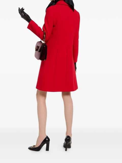 Gucci logo button wool coat - Red