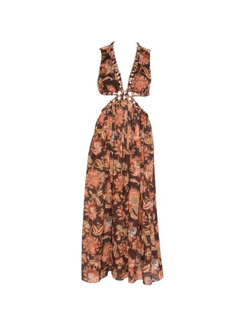 ZIMMERMANN ZIM ASTER MIDI DRESS CHOCOLATE JACOBEAN - Brown - zdjęcie produktu nr 1