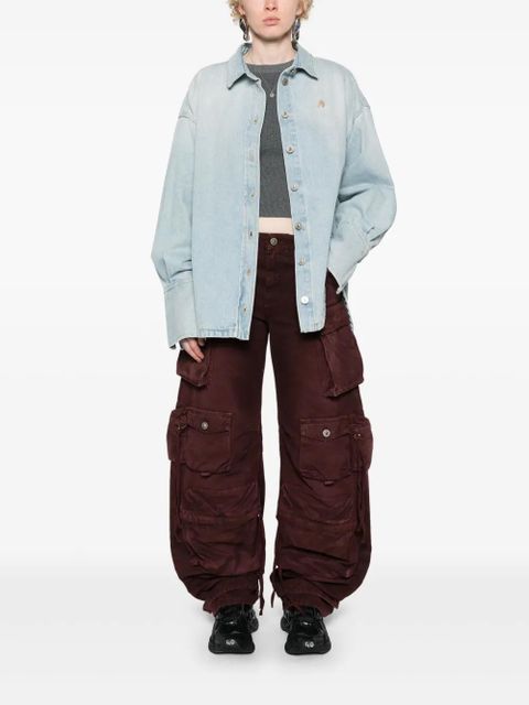 The Attico spread-collar denim coat - Blue