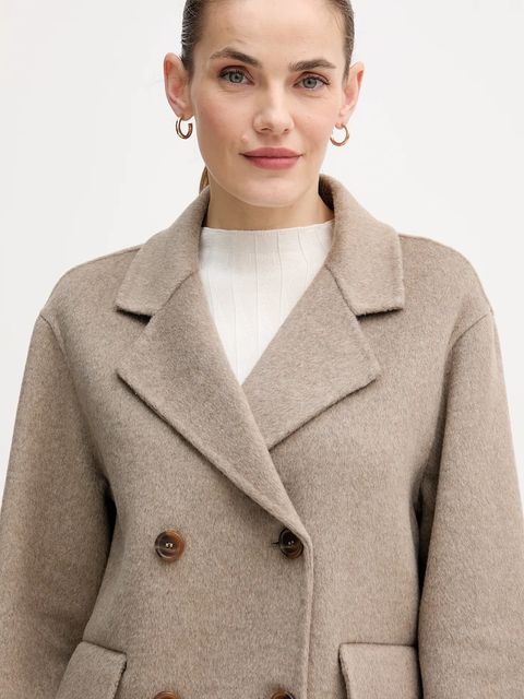 Gaudi płaszcz z dodatkiem wełny kolor beżowy 521FD35011