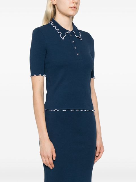 ROTATE BIRGER CHRISTENSEN ribbed polo top - Blue