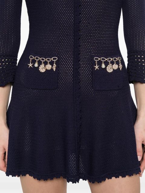 Self-Portrait charm-embellishment mini dress - Blue