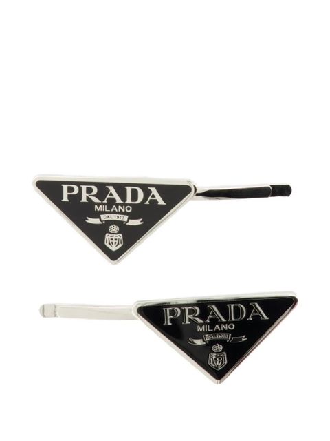 Prada triangle-logo hair clip - Black - zdjęcie produktu nr 1