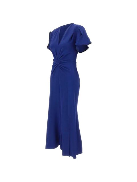 Victoria Beckham Eve v-neck draped midi dress - Blue