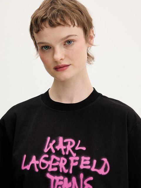 Karl Lagerfeld Jeans t-shirt bawełniany damski kolor czarny B1W17054