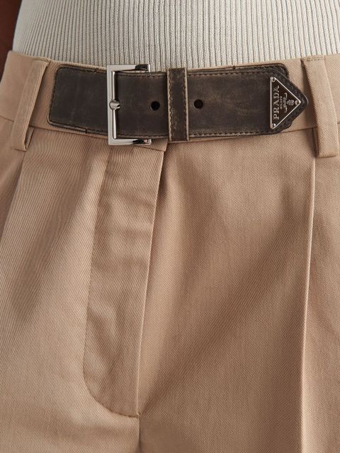 Prada Gabardine belted shorts - Brown