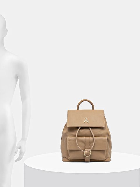 Patrizia Pepe plecak skórzany damski kolor beżowy mały gładki 8B0285 L162