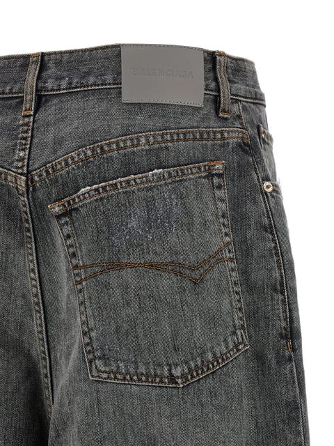Balenciaga embroidered-logo baggy jeans - Grey