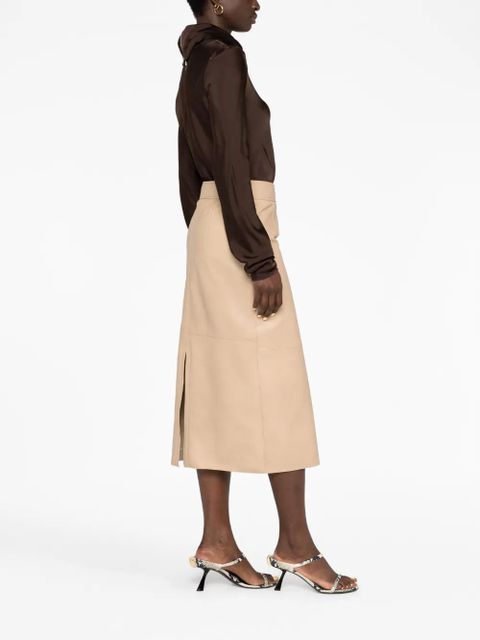 Jil Sander draped-neck long-sleeve blouse - Brown