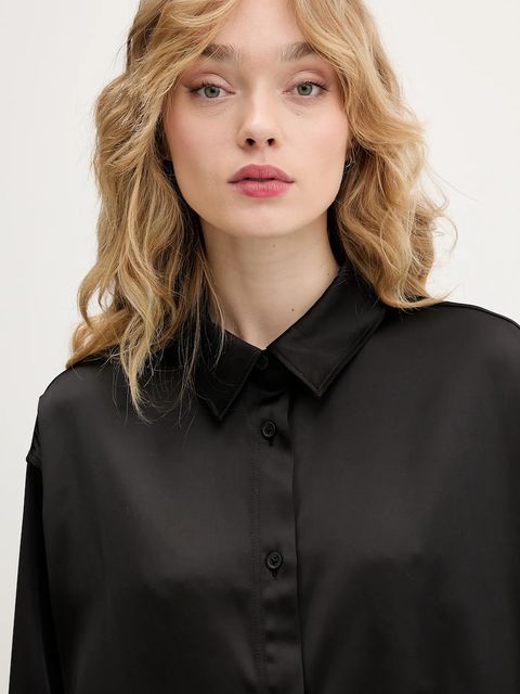 Karl Lagerfeld Jeans koszula damska kolor czarny relaxed z kołnierzykiem klasycznym B1W11038