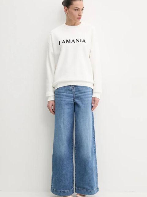 La Mania bluza bawełniana damska kolor biały z aplikacją CHILL - zdjęcie produktu nr 2