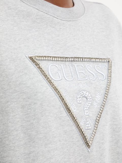 Guess bluza bawełniana RACHELE damska kolor szary z aplikacją W5YQ04 KC8I0