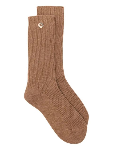 Maje flower-appliqué ribbed socks - Brown - zdjęcie produktu nr 1