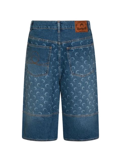 Marine Serre Moon-print panelled shorts - Blue - zdjęcie produktu nr 2