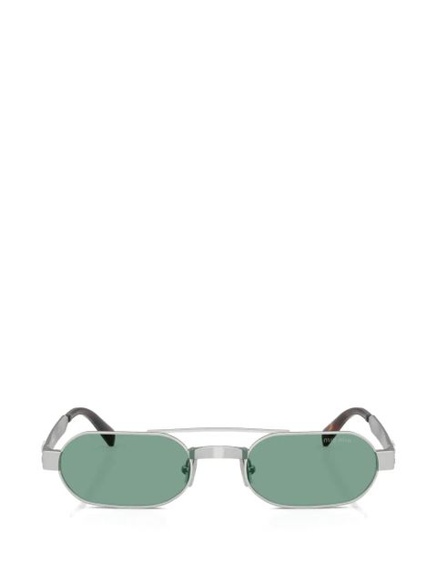 Miu Miu Eyewear logo-engraved oval-frame sunglasses - Silver - zdjęcie produktu nr 1