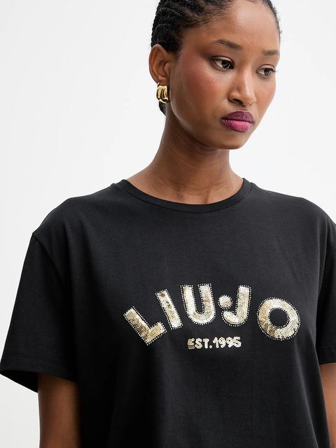 Liu Jo t-shirt bawełniany damski kolor czarny UF5260.JS923