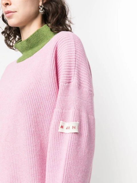 Marni asymmetric raw-edge ribbed jumper - Pink