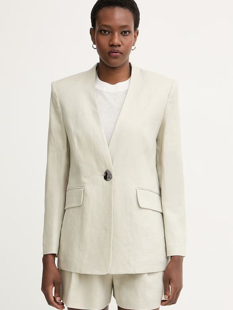 Armani Exchange marynarka jednorzędowa damska lniana - zdjęcie produktu nr 1