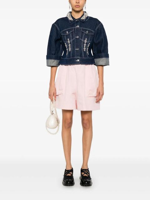 Simone Rocha crystal-embellished denim jacket - Blue - zdjęcie produktu nr 2
