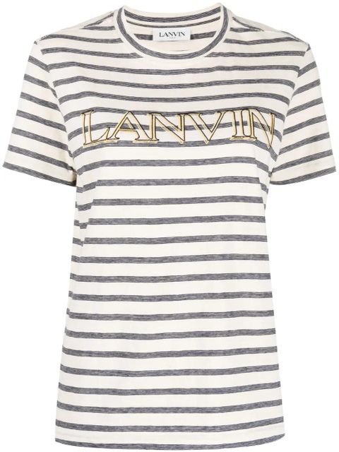 Lanvin logo-print striped T-shirt - Neutrals - zdjęcie produktu nr 1
