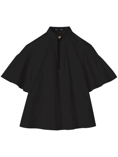 Proenza Schouler pintuck-detail short-sleeved blouse - Black - zdjęcie produktu nr 1