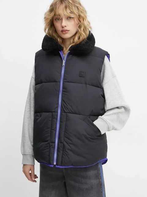 A.P.C. bezrękawnik dwustronny doudoune teddy kolor niebieski zimowy PAAFW.M30201