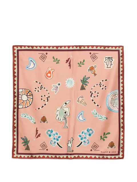 ALEMAIS bordered print scarf - Pink - zdjęcie produktu nr 1