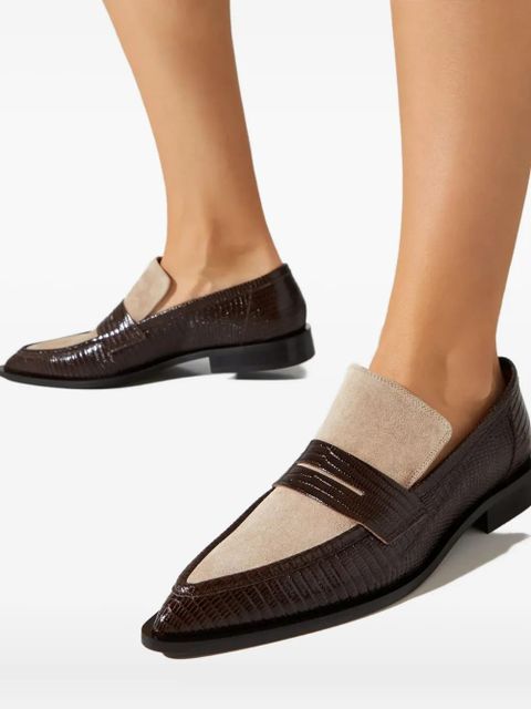 ATP Atelier Montazzoli lizard-effect panelled loafers - Brown