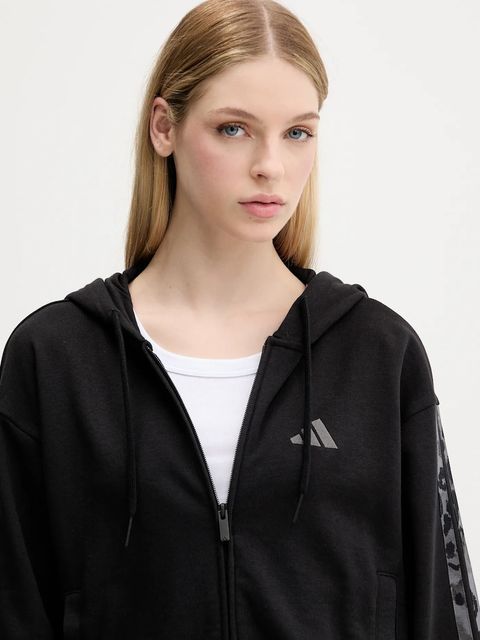 adidas bluza Animal damska kolor czarny z kapturem z aplikacją JM1862