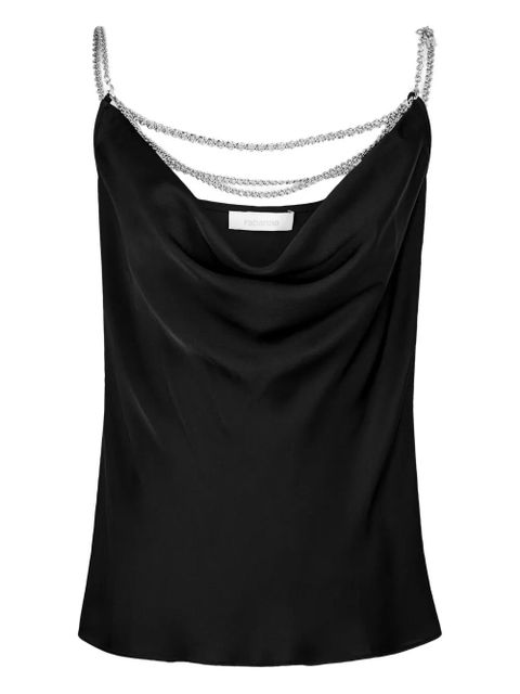 Rabanne chain strap satin top - Black - zdjęcie produktu nr 1