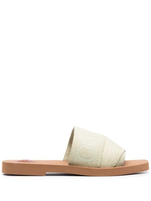 Chloé logo-print open-toe sandals - 34H HAZY GREEN - zdjęcie produktu nr 1