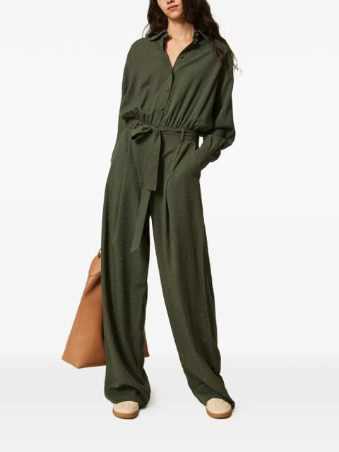TWINSET stud-embellished twill jumpsuit - Green - zdjęcie produktu nr 2