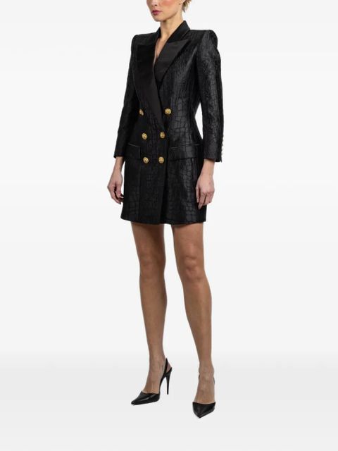 Balmain button textured mini dress - Black