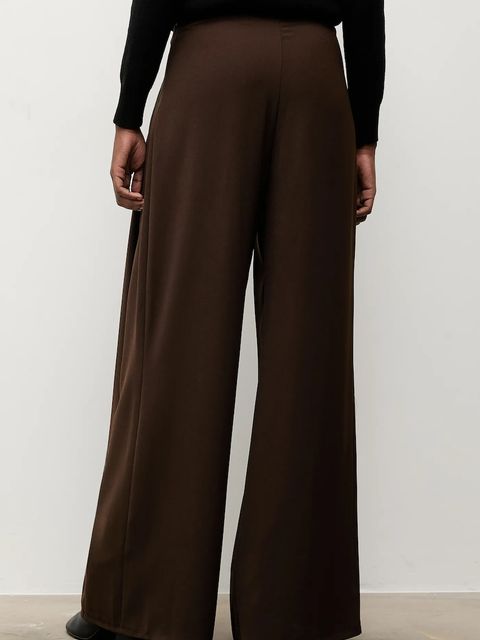 Answear.LAB spodnie damskie kolor brązowy szerokie high waist