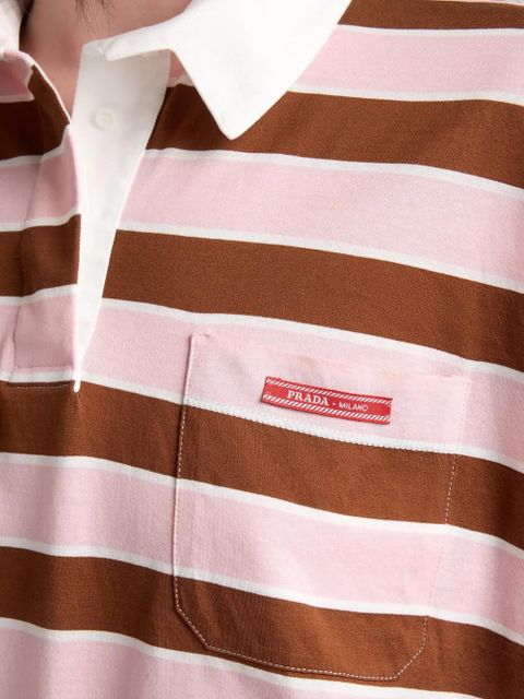 Prada striped lon-sleeves polo shirt - Pink