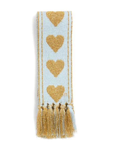 Valentino Garavani heart-patterned tassel scarf - Blue - zdjęcie produktu nr 1