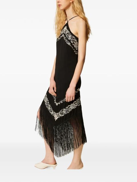 TWINSET flower-embroidered midi dress - Black - zdjęcie produktu nr 2