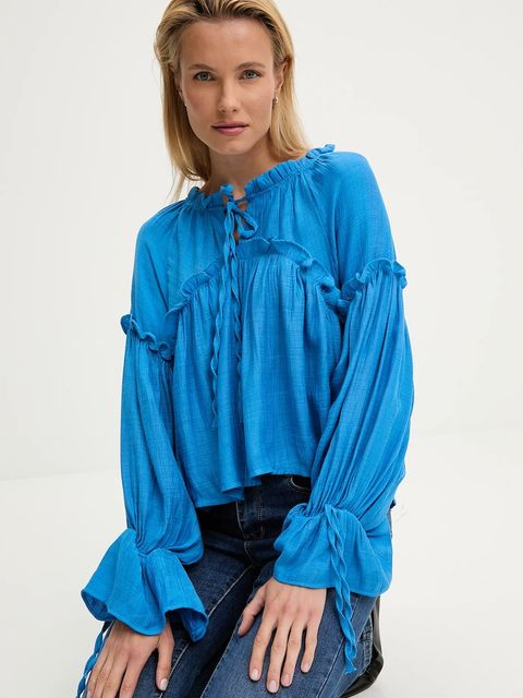 Answear.LAB bluzka damska kolor niebieski gładka