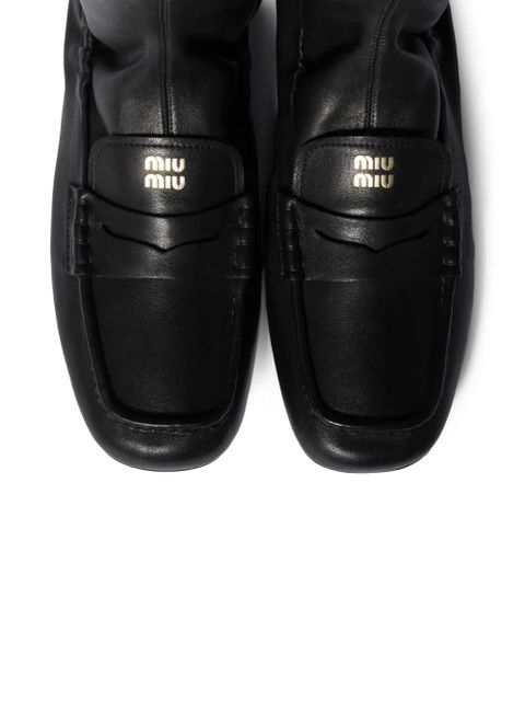 Miu Miu Ruches apron-detail leather boots - Black