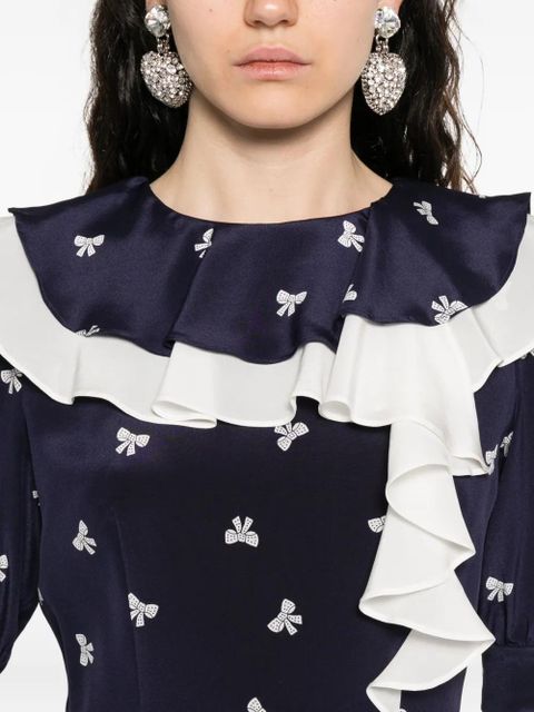 Alessandra Rich bow-print mini dress - Blue - zdjęcie produktu nr 2