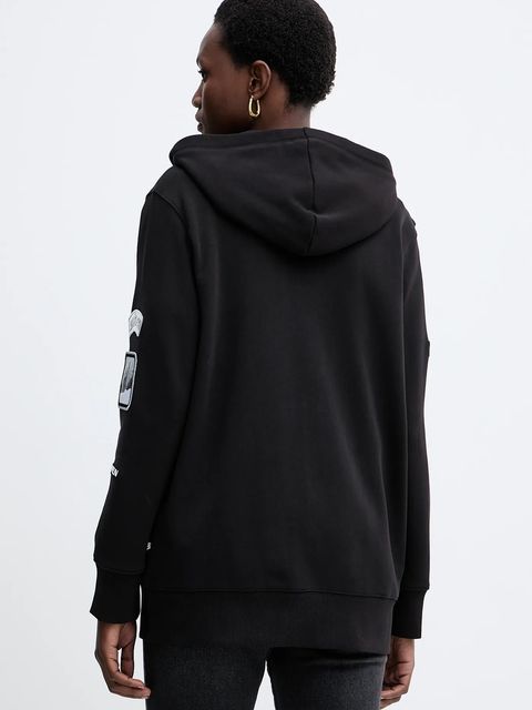 MICHAEL Michael Kors bluza bawełniana damska kolor czarny z kapturem z aplikacją MF551WQ4MY