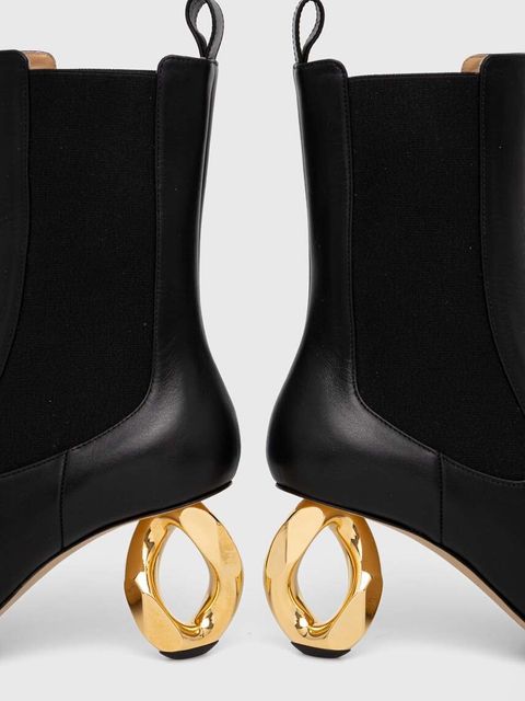 JW Anderson sztyblety skórzane Chain Heel damskie kolor czarny na słupku ANW43021A