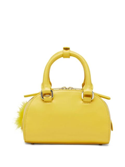 Diesel mini embossed-logo pompom-embellished shoulder bag - Yellow