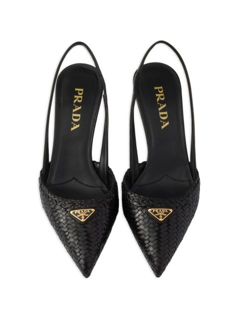 Prada woven strap slingback pumps - Black