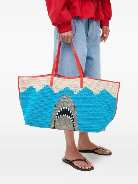 STAUD sequin-embellished crochet tote bag - Blue
