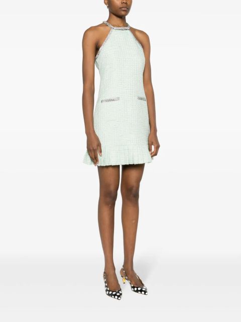 Self-Portrait crystal-embellished bouclé minidress - Blue