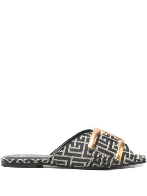 Balmain monogram buckle falt sandals - Black - zdjęcie produktu nr 1