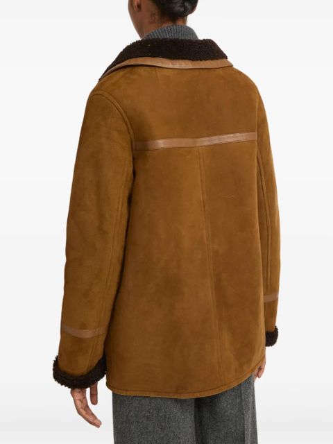 Yves Salomon leather-trimmed coat - Brown
